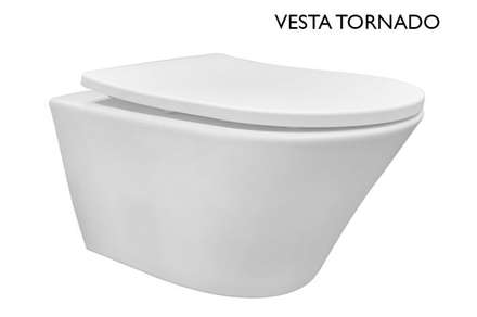 Vesta rimless wandcloset Tornado flush glans wit met Shade Slim toiletzitting softclose