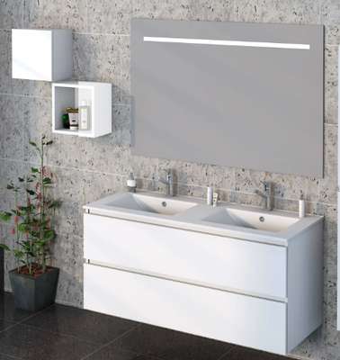 Badmeubel Sepia 120 cm mat wit met 2 soft close lades inclusief spiegel